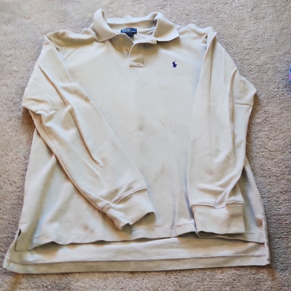 Ralph Lauren Boys XL long sleeved Polo Light grey